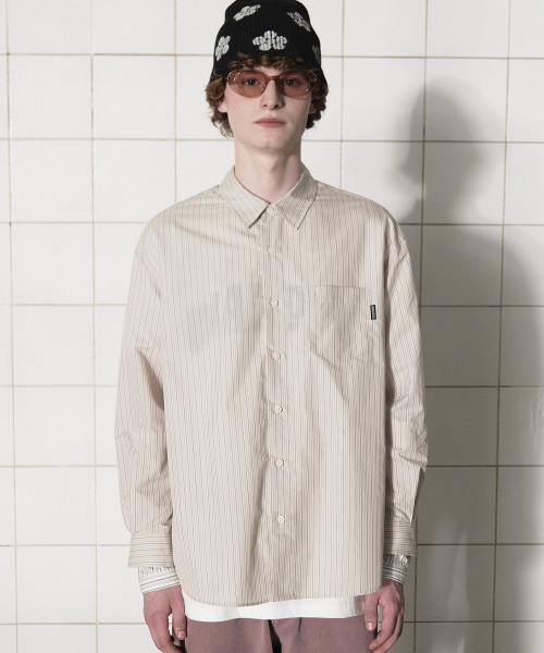 UNALLOYED（アナロイド）の「レイヤードカフスストライプシャツ / ベージュ（シャツ/ブラウス・メンズ・その他・MEDIUM/LARGE）」の10枚目の写真
