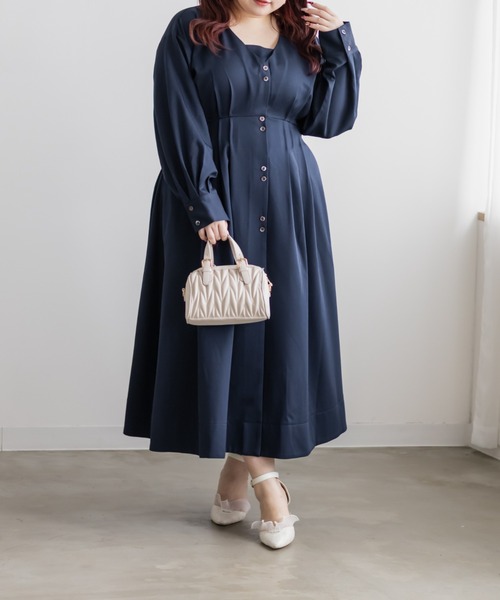 CLETTE(クレット)の「CLETTEオリジナルウエストタックシャツワンピース(ワンピース・レディース・ブラウン/ネイビー/ベージュ・LL/4L/3L)」の10枚目の写真