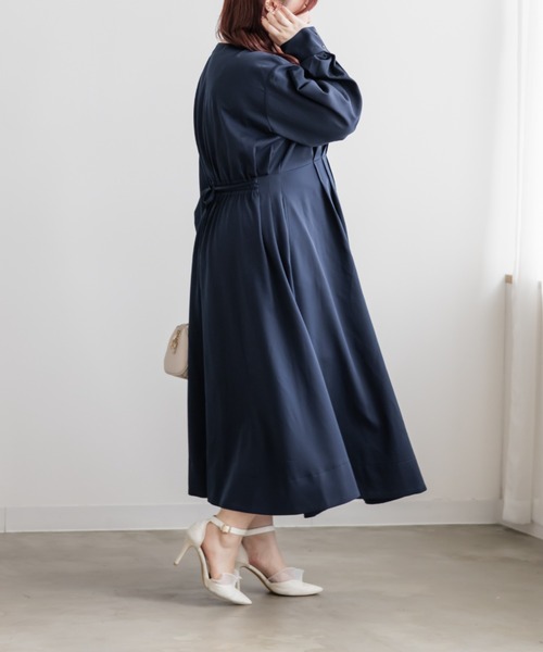 CLETTE(クレット)の「CLETTEオリジナルウエストタックシャツワンピース(ワンピース・レディース・ブラウン/ネイビー/ベージュ・LL/4L/3L)」の11枚目の写真