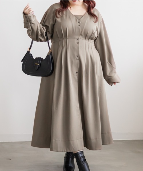 CLETTE(クレット)の「CLETTEオリジナルウエストタックシャツワンピース(ワンピース・レディース・ブラウン/ネイビー/ベージュ・LL/4L/3L)」の9枚目の写真