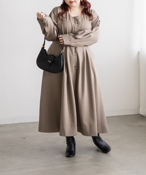 CLETTE(クレット)の「CLETTEオリジナルウエストタックシャツワンピース(ワンピース・レディース・ブラウン/ネイビー/ベージュ・LL/4L/3L)」の8枚目の写真