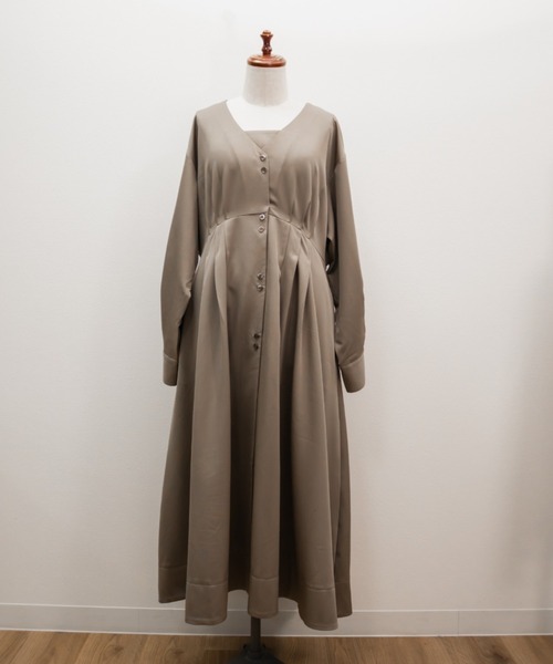 CLETTE(クレット)の「CLETTEオリジナルウエストタックシャツワンピース(ワンピース・レディース・ブラウン/ネイビー/ベージュ・LL/4L/3L)」の13枚目の写真