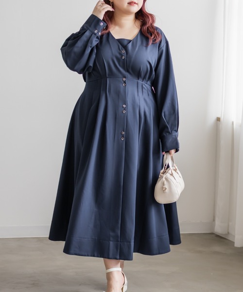 CLETTE(クレット)の「CLETTEオリジナルウエストタックシャツワンピース(ワンピース・レディース・ブラウン/ネイビー/ベージュ・LL/4L/3L)」の12枚目の写真