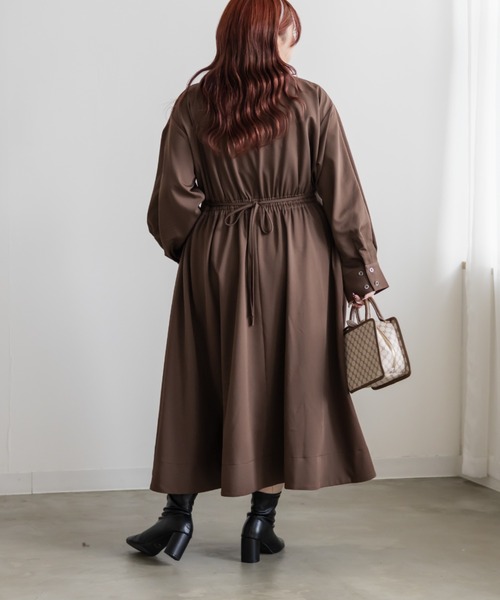CLETTE(クレット)の「CLETTEオリジナルウエストタックシャツワンピース(ワンピース・レディース・ブラウン/ネイビー/ベージュ・LL/4L/3L)」の5枚目の写真