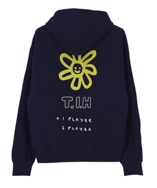 OURPOCKETS（アワーポケッツ）の「トンプソンビレッジ ハッピーフラワースウェットフードパーカー (ネイビー)（パーカー・レディース・ネイビー・MEDIUM/X-LARGE）」の2枚目の写真
