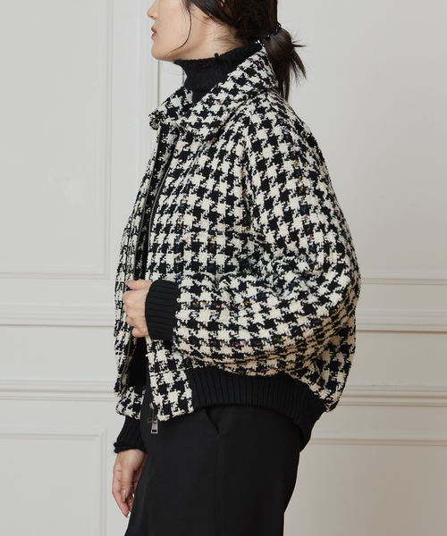 IENA LA BOUCLE（イエナラブークル）の「IENA LA BOUCLE ハウンドトゥースツィードブルゾン（その他アウター・レディース・ブラック系その他・FREE）」の3枚目の写真