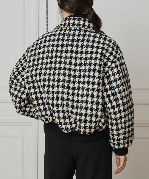 IENA LA BOUCLE（イエナラブークル）の「IENA LA BOUCLE ハウンドトゥースツィードブルゾン（その他アウター・レディース・ブラック系その他・FREE）」の4枚目の写真