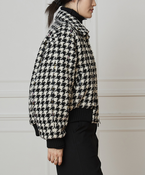 IENA LA BOUCLE（イエナラブークル）の「IENA LA BOUCLE ハウンドトゥースツィードブルゾン（その他アウター・レディース・ブラック系その他・FREE）」の5枚目の写真