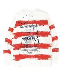 MAGOODGAN（メックウッドガン）の「スウェグバー 3559 ストライプ オーバーサイズ オレンジ 長袖Tシャツ（Tシャツ/カットソー）」