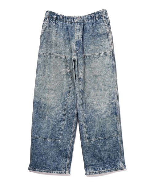 BEAMS（ビームス）の「モック プリント ダブルニー スウェットパンツ（その他パンツ・メンズ・インディゴブルー/ベージュ・XL/M/L/S）」の2枚目の写真