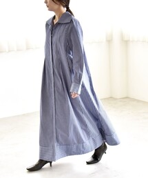 セール】quaranciel:〈洗濯機可能〉Vネック スキッパー ロング シャツ