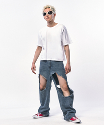 C WEAR BY THE GENIUS（シーウェアバイザジーニアス）の「メンズクロップTシャツホワイト（Tシャツ/カットソー）」