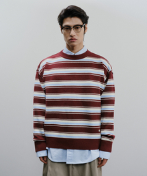IEY（アイイーワイ）の「MULTI STRIPE KNIT Burgundy（ニット/セーター）」