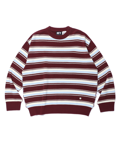 IEY（アイイーワイ）の「MULTI STRIPE KNIT Burgundy（ニット/セーター・レディース・その他・MEDIUM/LARGE）」の2枚目の写真