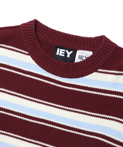 IEY（アイイーワイ）の「MULTI STRIPE KNIT Burgundy（ニット/セーター・レディース・その他・MEDIUM/LARGE）」の4枚目の写真