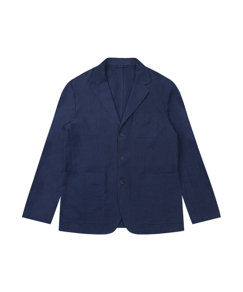 SOLEW(ソル)の「リネン3ボタンジャケット_ネイビー(テーラードジャケット・メンズ・その他・SMALL/MEDIUM/LARGE/X-LARGE)」の1枚目の写真