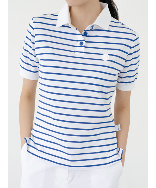 NITINA(ニティナ)の「ストライプカラー Tシャツ L/BL(ポロシャツ・レディース・スカイブルー・SMALL/MEDIUM)」の3枚目の写真