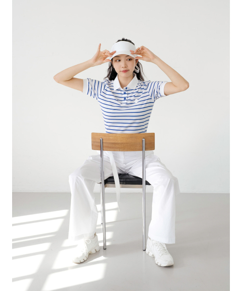 NITINA(ニティナ)の「ストライプカラー Tシャツ L/BL(ポロシャツ・レディース・スカイブルー・SMALL/MEDIUM)」の4枚目の写真