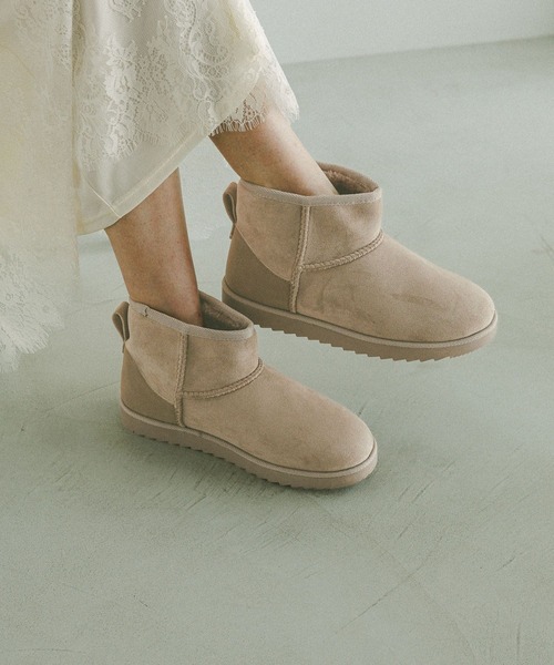 GLOBAL WORK（グローバルワーク）の「ふわもこレインムートンブーツ/611136（ブーツ・レディース・ブラック/ベージュ/チャコールグレー・MEDIUM/LARGE）」の7枚目の写真