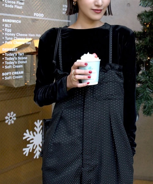 DONOBAN（ドノバン）の「ベロアトップス（Tシャツ/カットソー・レディース・グレー/ブラック・ONE SIZE）」の5枚目の写真