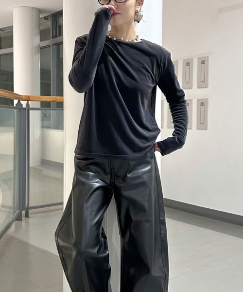 DONOBAN（ドノバン）の「ベロアトップス（Tシャツ/カットソー・レディース・グレー/ブラック・ONE SIZE）」の18枚目の写真