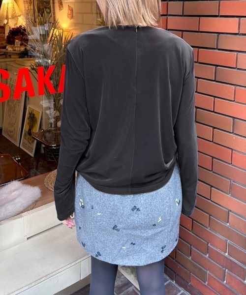 DONOBAN（ドノバン）の「ベロアトップス（Tシャツ/カットソー・レディース・グレー/ブラック・ONE SIZE）」の14枚目の写真