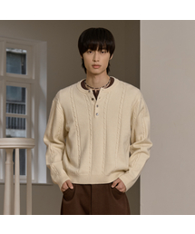 FW ウォッシャブルケーブルクロップヘンリーネックニット(8カラー)
