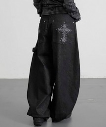 inst.ALL（インストール）の「レオパード柄クロスモチーフワイドパンツ（デニムパンツ）」