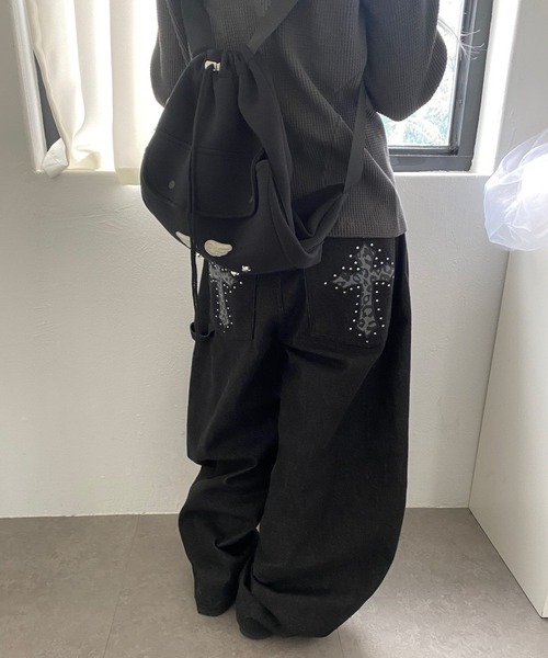 inst.ALL(インストール)の「レオパード柄クロスモチーフワイドパンツ(デニムパンツ・レディース・インディゴブルー・S/M/L/LL)」の15枚目の写真