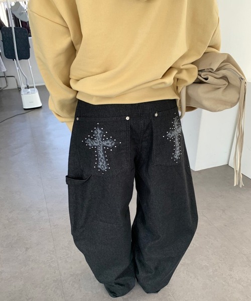 inst.ALL(インストール)の「レオパード柄クロスモチーフワイドパンツ(デニムパンツ・レディース・インディゴブルー・S/M/L/LL)」の18枚目の写真