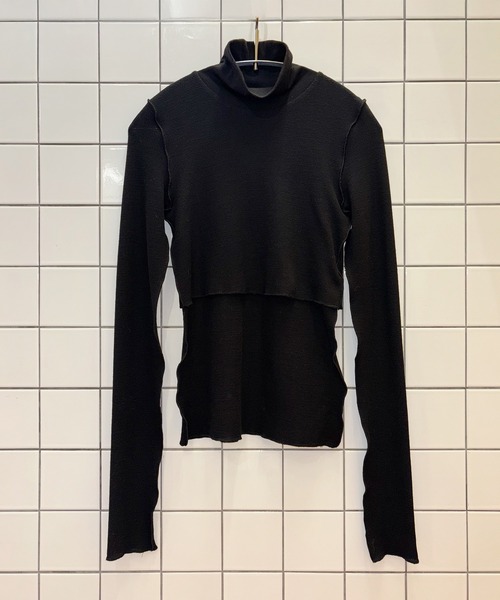 Jens(イェンス)の「LAYER&RIVER TURTLE PULLOVER(Tシャツ/カットソー・レディース・ブラック/ピンク/アイボリー・1/2)」の1枚目の写真