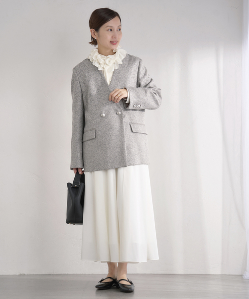 IENA(イエナ)の「&NAVY シアーボウタイブラウス(シャツ/ブラウス・レディース・ネイビー/ホワイト×ホワイト・FREE)」の3枚目の写真