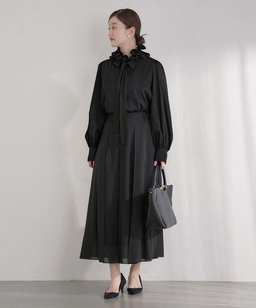 IENA(イエナ)の「&NAVY シアーボウタイブラウス(シャツ/ブラウス・レディース・ネイビー/ホワイト×ホワイト・FREE)」の5枚目の写真