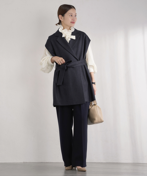 IENA(イエナ)の「&NAVY シアーボウタイブラウス(シャツ/ブラウス・レディース・ネイビー/ホワイト×ホワイト・FREE)」の13枚目の写真