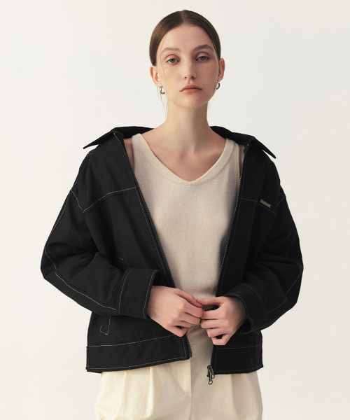 ARTID(アルティーダ)の「カラコットン春ボンバージャケット_BLACK(デニムジャケット・レディース・ブラック・S/M)」の2枚目の写真