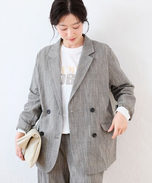 le.coeur blanc（ルクールブラン）の「グレンチェックスラブテーラードジャケット（テーラードジャケット・レディース・ブラウン系その他2・38）」の2枚目の写真