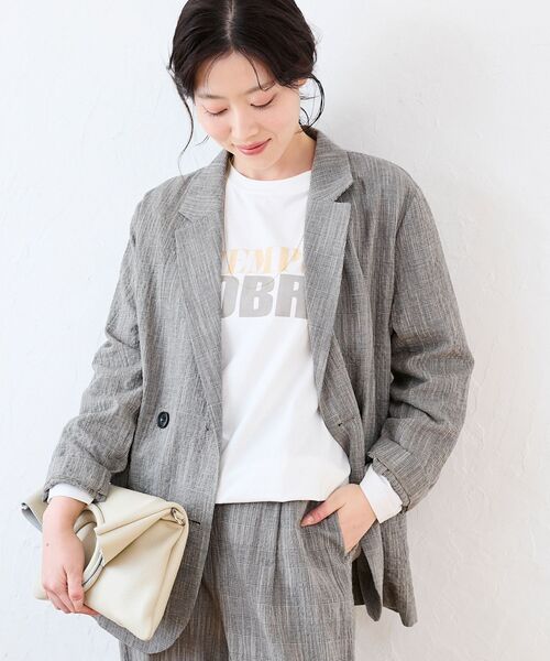 le.coeur blanc（ルクールブラン）の「グレンチェックスラブテーラードジャケット（テーラードジャケット・レディース・ブラウン系その他2・38）」の3枚目の写真