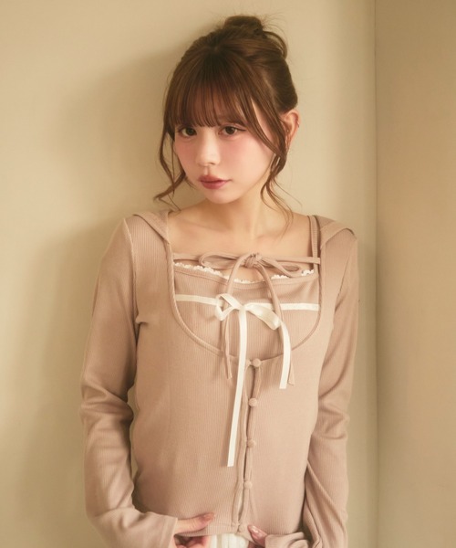 TITTY&CO.(ティティーアンドコー)の「ダブルリボンキャミセット(アンサンブル・レディース・ブラック/ベージュ/ピンク・FREE)」の13枚目の写真