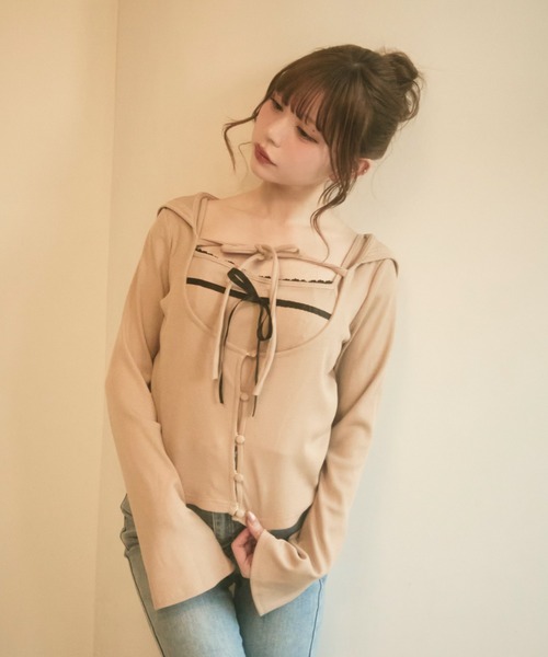 TITTY&CO.(ティティーアンドコー)の「ダブルリボンキャミセット(アンサンブル・レディース・ブラック/ベージュ/ピンク・FREE)」の4枚目の写真