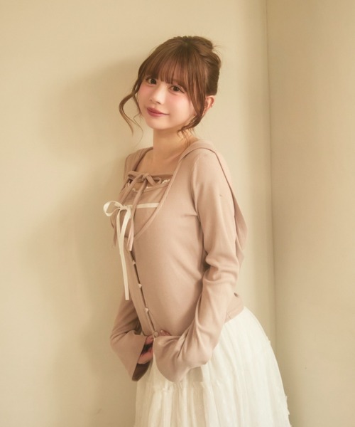 TITTY&CO.(ティティーアンドコー)の「ダブルリボンキャミセット(アンサンブル・レディース・ブラック/ベージュ/ピンク・FREE)」の17枚目の写真