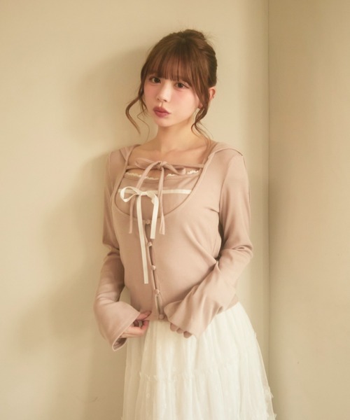 TITTY&CO.(ティティーアンドコー)の「ダブルリボンキャミセット(アンサンブル・レディース・ブラック/ベージュ/ピンク・FREE)」の16枚目の写真