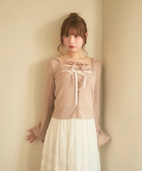 TITTY&CO.(ティティーアンドコー)の「ダブルリボンキャミセット(アンサンブル・レディース・ブラック/ベージュ/ピンク・FREE)」の21枚目の写真