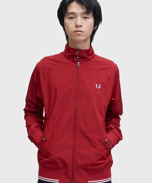 FRED PERRY（フレッドペリー）の「Crinkle Harrington Jacket／シワ加工ハリントンジャケット（ブルゾン・メンズ・オートミール/ネイビー/レッド・L/M/S）」の17枚目の写真