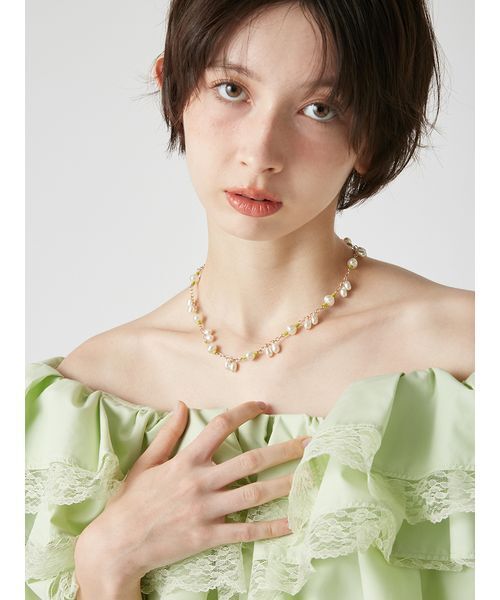 LILY BROWN(リリーブラウン)の「バリエーションパールネックレス(ネックレス・レディース・ブラック/ライム/ゴールド・F)」の14枚目の写真