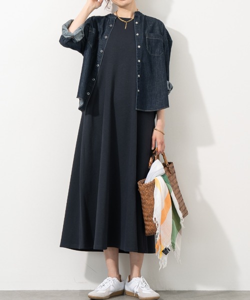 aunt lily(アントリリー)の「コットンリネンピケ ストレッチ フレアーワンピース ストレッチ コットン リネン 綿麻 ワンピ(ワンピース・レディース・ホワイト/ネイビー・L/LL/M/S)」の10枚目の写真