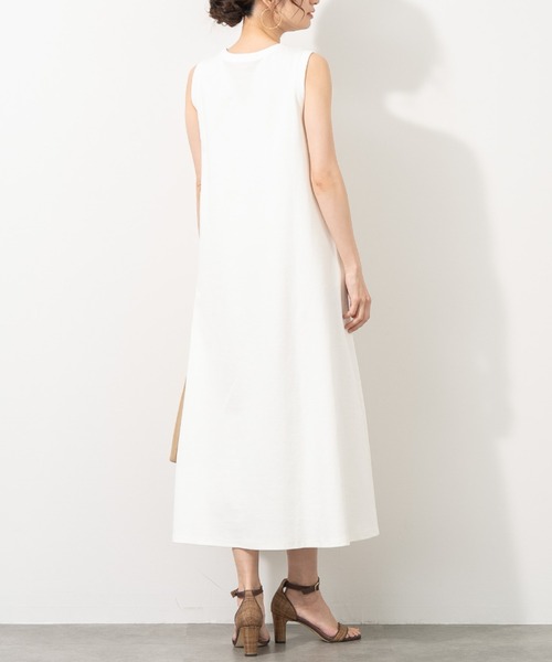 aunt lily(アントリリー)の「コットンリネンピケ ストレッチ フレアーワンピース ストレッチ コットン リネン 綿麻 ワンピ(ワンピース・レディース・ホワイト/ネイビー・L/LL/M/S)」の16枚目の写真