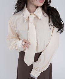 mellowneon（メロウネオン）の「ネクタイセットレースドッキングシャツ（シャツ/ブラウス）」