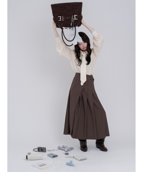 mellowneon（メロウネオン）の「ネクタイセットレースドッキングシャツ（シャツ/ブラウス・レディース・ストライプ/チェック/ブルー/ホワイト系・FREE）」の19枚目の写真