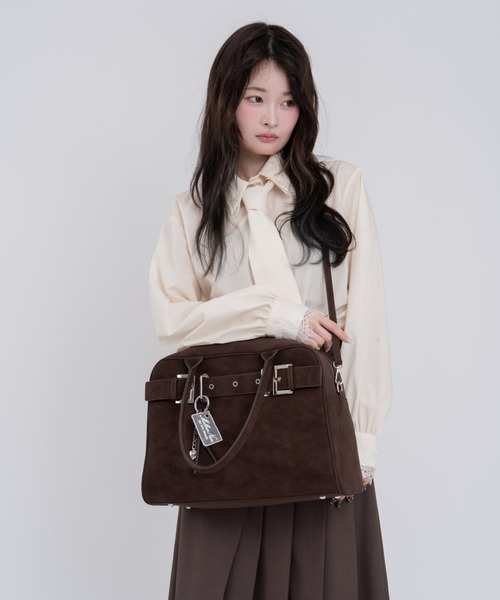 mellowneon（メロウネオン）の「ネクタイセットレースドッキングシャツ（シャツ/ブラウス・レディース・ストライプ/チェック/ブルー/ホワイト系・FREE）」の18枚目の写真