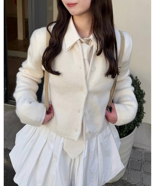 mellowneon（メロウネオン）の「ネクタイセットレースドッキングシャツ（シャツ/ブラウス・レディース・ストライプ/チェック/ブルー/ホワイト系・FREE）」の21枚目の写真